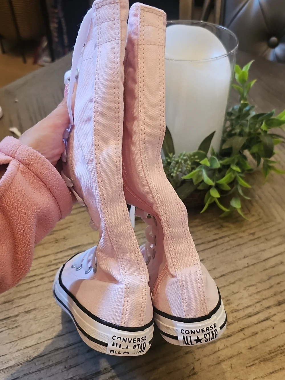Converse Chuck Taylor All Star High Lace-Up Boots in Light Pink Size 12